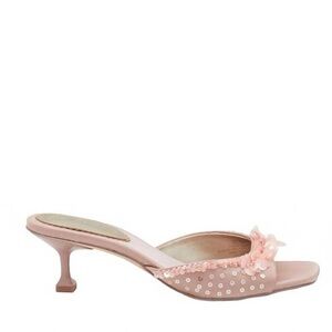 Circus by Sam Edelman Blush Pink Sequin Floral Bow Kitten Heel Mules